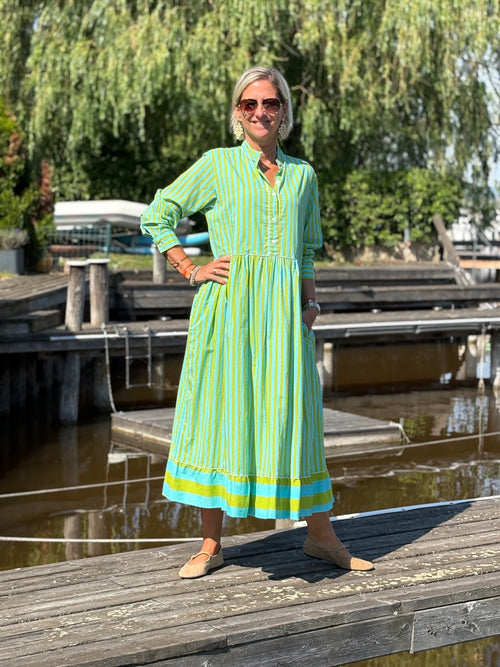 Maxi Dress "Niki" Stripes green/turquoise