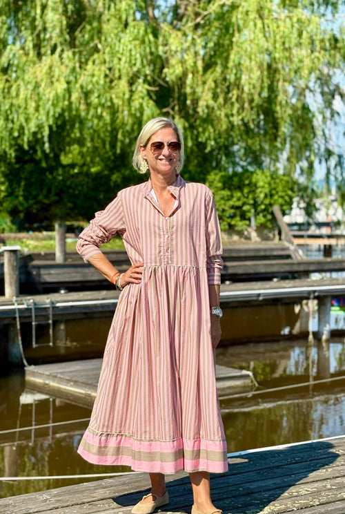 Maxi Dress "Niki" Stripes soft pink/khaki