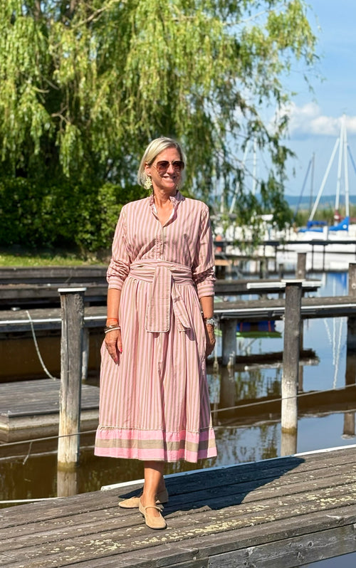 Maxi Dress "Niki" Stripes soft pink/khaki