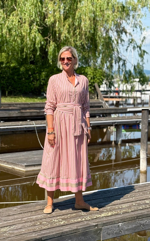 Maxi Dress "Niki" Stripes soft pink/khaki