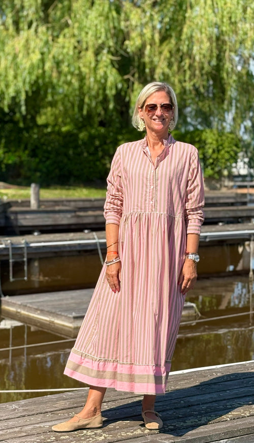 Maxi Dress "Niki" Stripes soft pink/khaki