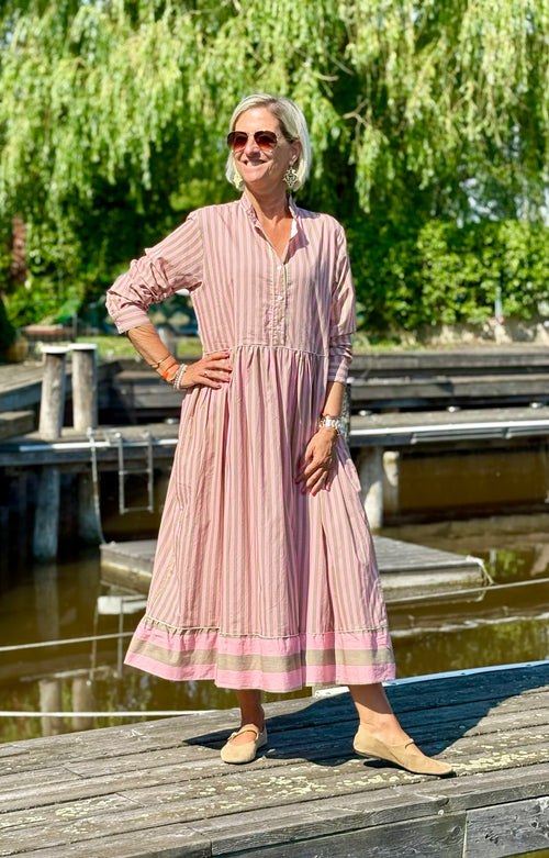 Maxi Dress "Niki" Stripes soft pink/khaki