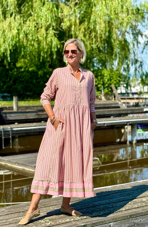 Maxi Dress "Niki" Stripes soft pink/khaki