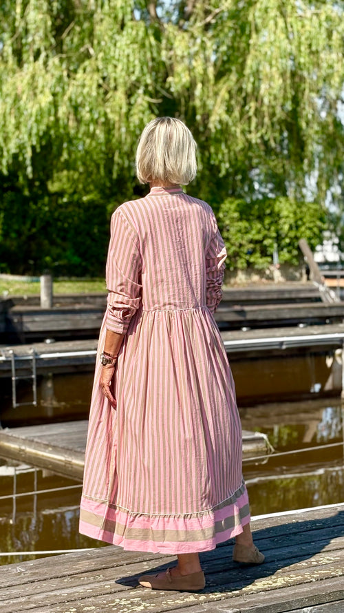 Maxi Dress "Niki" Stripes soft pink/khaki