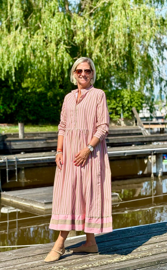 Maxi Dress "Niki" Stripes soft pink/khaki