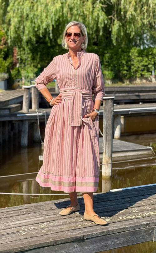 Maxi Dress "Niki" Stripes soft pink/khaki