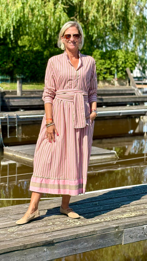 Maxi Dress "Niki" Stripes soft pink/khaki