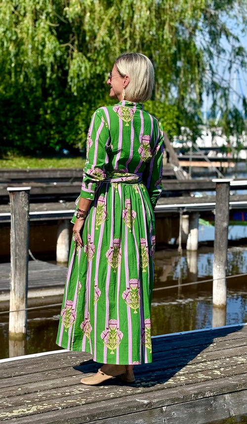 Long Dress "Niki" Flower green/pink