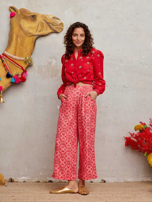 Hose Fennel coral ikat