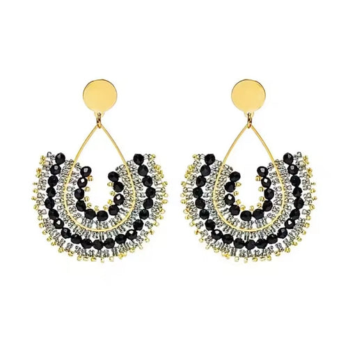 Ohrstecker Beads "Fine Drops" black