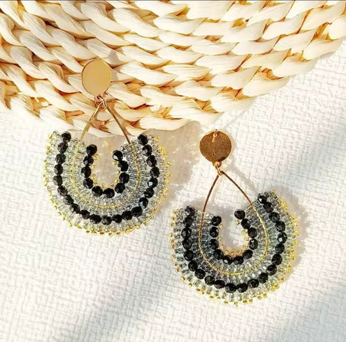 Ohrstecker Beads "Fine Drops" black