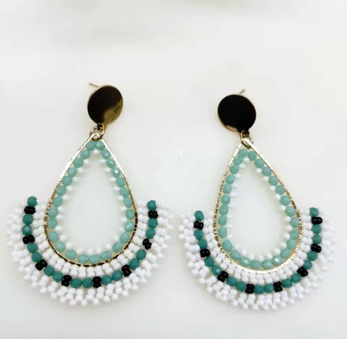 Ohrstecker Beads "Fine Drops" mint/white