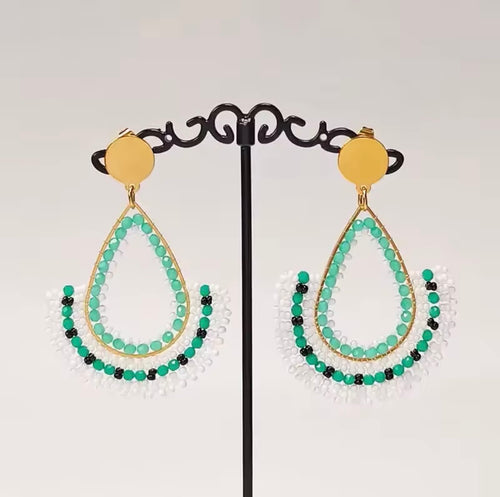 Ohrstecker Beads "Fine Drops" mint/white