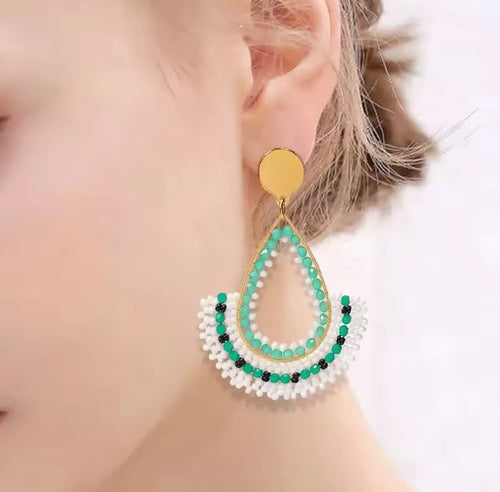 Ohrstecker Beads "Fine Drops" mint/white