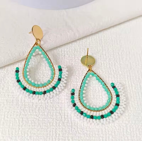 Ohrstecker Beads "Fine Drops" mint/white