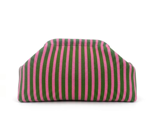 Clutch "Fine Stripes" rosa/green