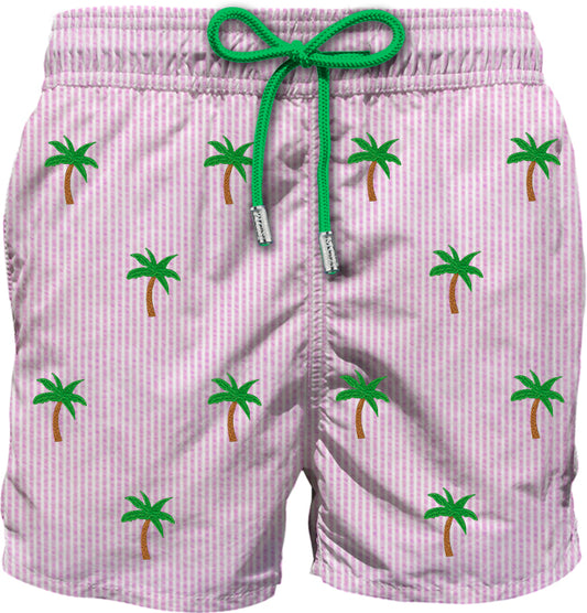 Swimshort Gustavia Embroidery Seersucker Palm Stripes