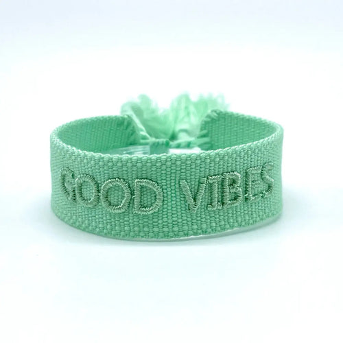 Webarmband "Good Vibes" all Aqua