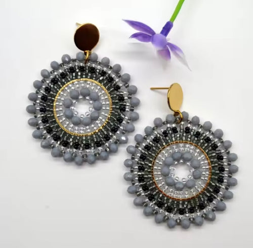 Ohrstecker Beads "Grey Shadow"