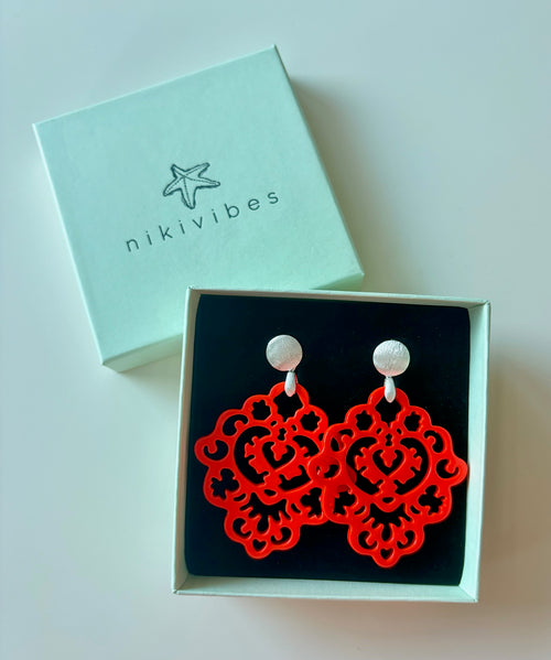 Hornohrringe Bellflower "Fluo Collection" silber