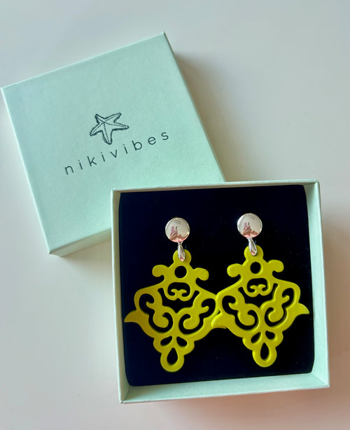 Hornohrringe Posy "Fluo Collection" silber