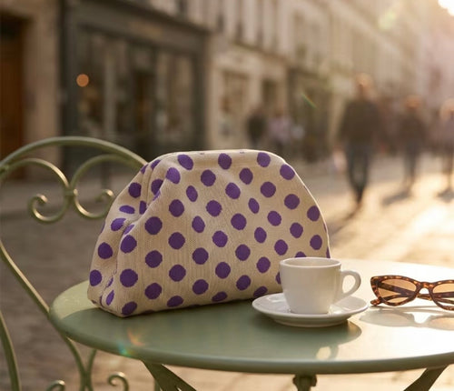 Clutch "Dots" lilac/white