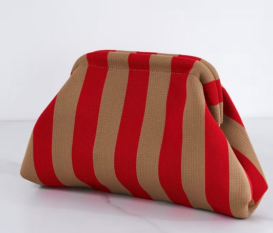Clutch "Stripes" beige/red