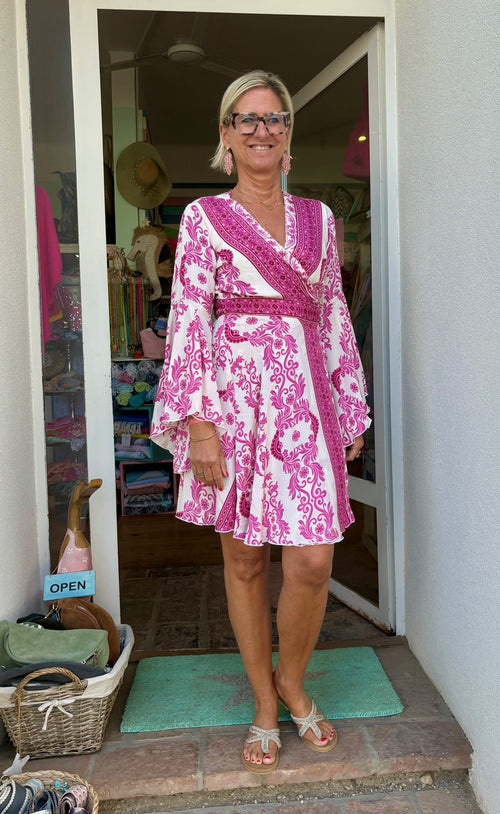 Seiden Dress Oporto Print pink