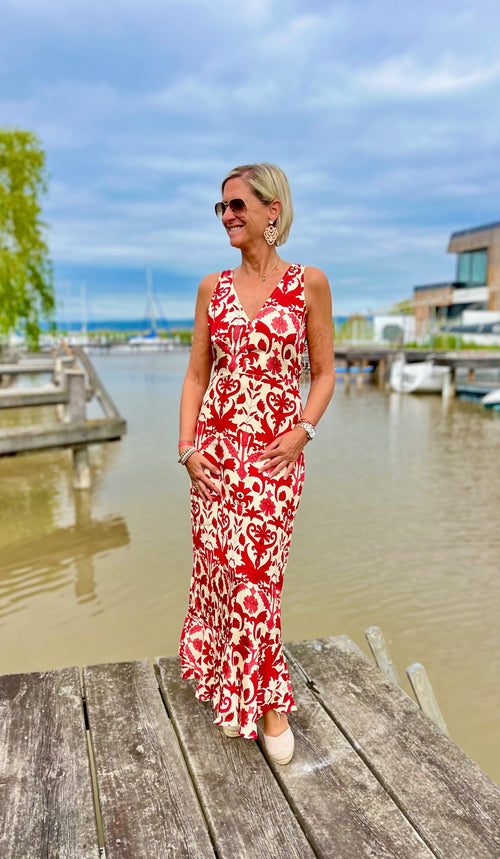 Seidendress Viola "red Flowers"