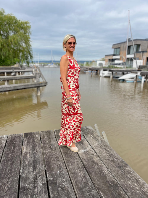 Seidendress Viola "red Flowers"