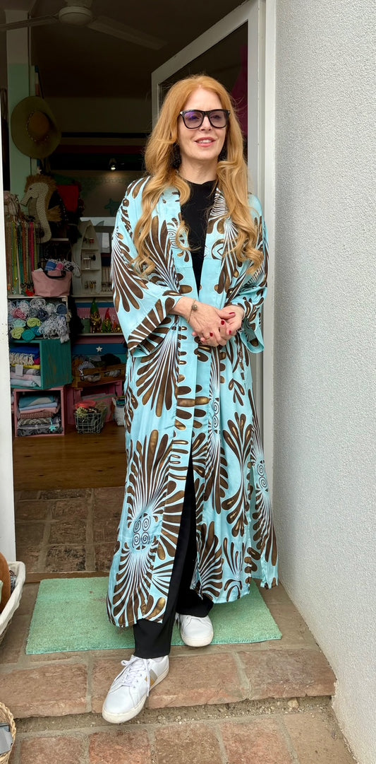 Seiden Kimono Print Leaves Abstract