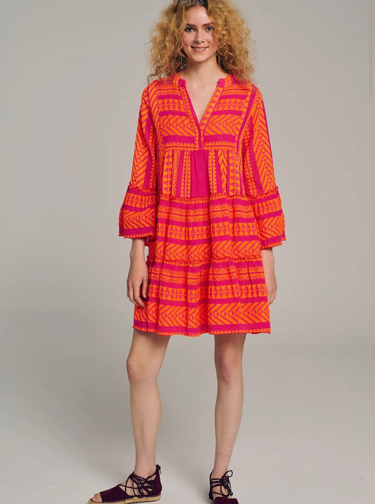 Dress Ella neon orange/fushia