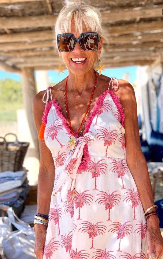 Dress long "Pink Palm"