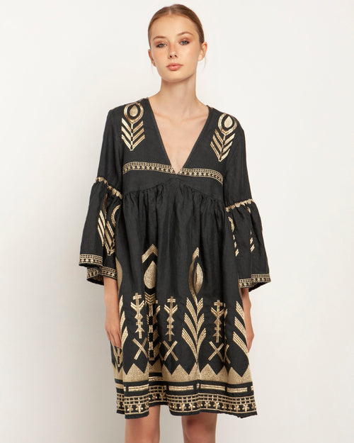 Dress Mykonos Feather short charcoal/gold