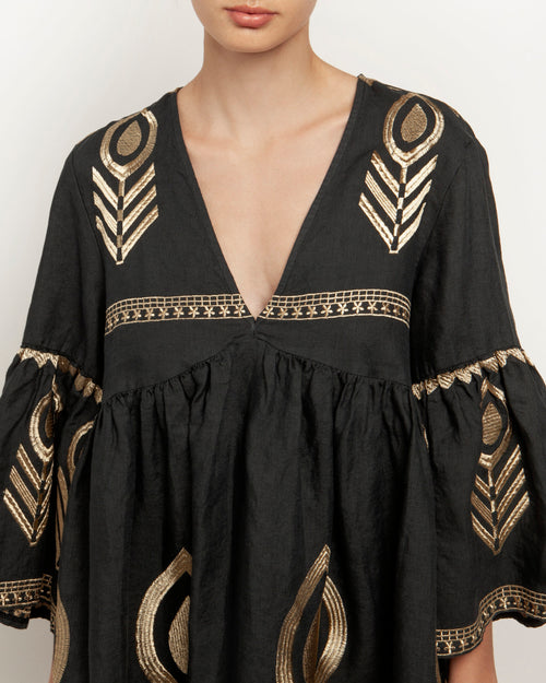 Dress Mykonos Feather short charcoal/gold