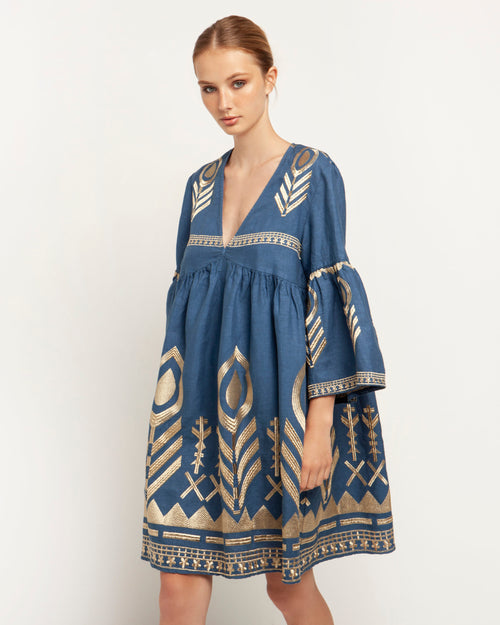 Dress Mykonos Feather short indigo/gold