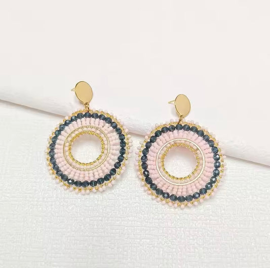 Ohrstecker Beads "rose/smaragd Circle"