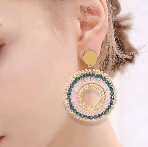 Ohrstecker Beads "rose/smaragd Circle"