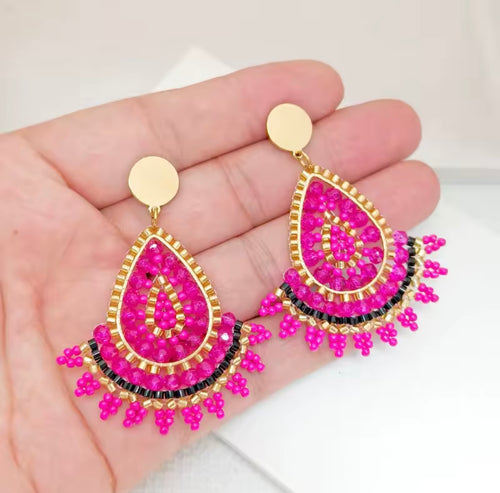 Ohrstecker Beads "Pink Raindrops"