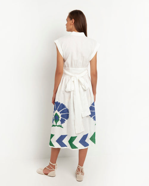 Wrap Dress Peacock weiß/grün/blau