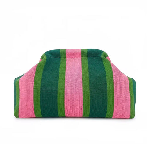Clutch "Stripes" rosa/grün/dunkelgrün