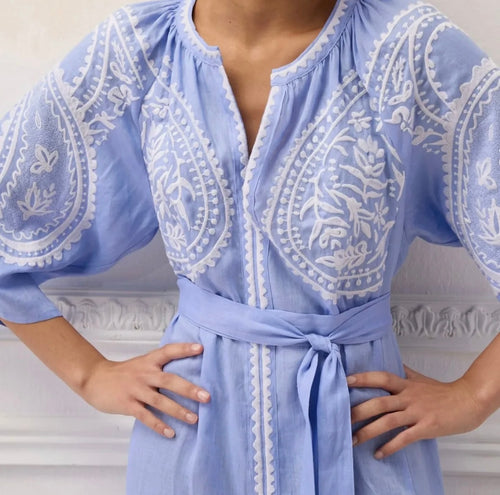 Short Linen Dress Areti blue