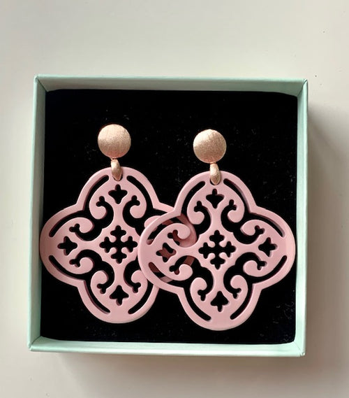 Hornohrringe Kleeblatt rosegold