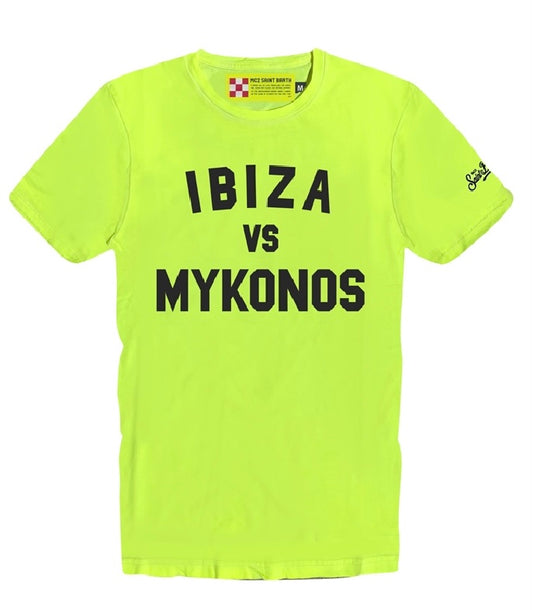 Men T-Shirt Ibiza vs Mykonos fluo gelb