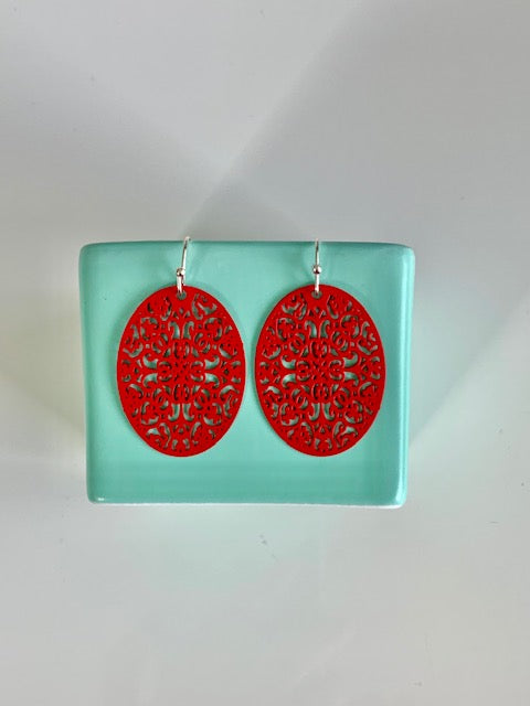 Ohrringe filigranes Ornament red