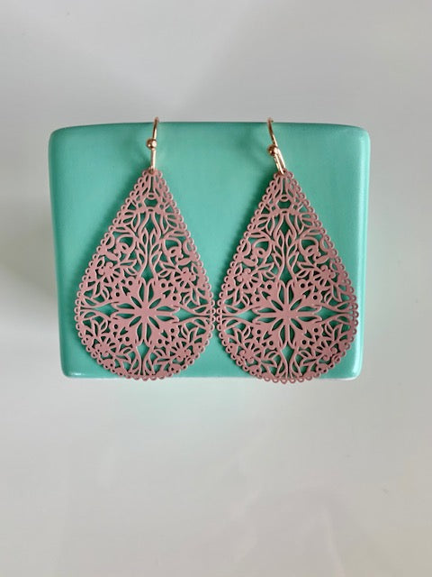 Ohrringe filigraner Tropfen soft pink