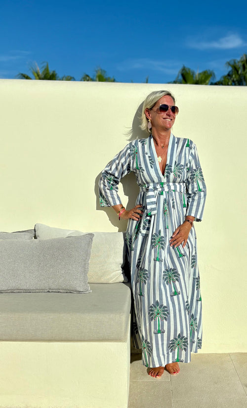Kaftan Dress "Palmtree Stripes"
