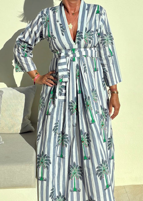 Kaftan Dress "Palmtree Stripes"