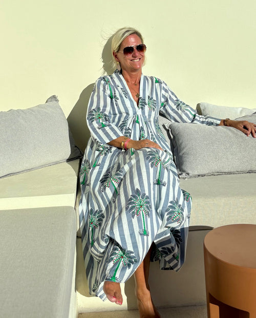 Kaftan Dress "Palmtree Stripes"