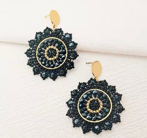 Ohrstecker Beads "Black Sun"